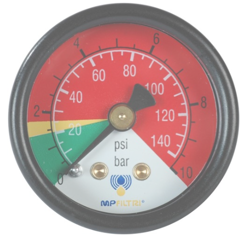 Vervuilingsindicator 0-10 bar 1/8" achteraansluiting