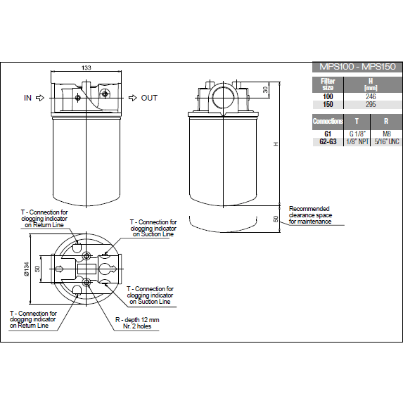 Retourfilter MPS150RG1P01 1 1/4