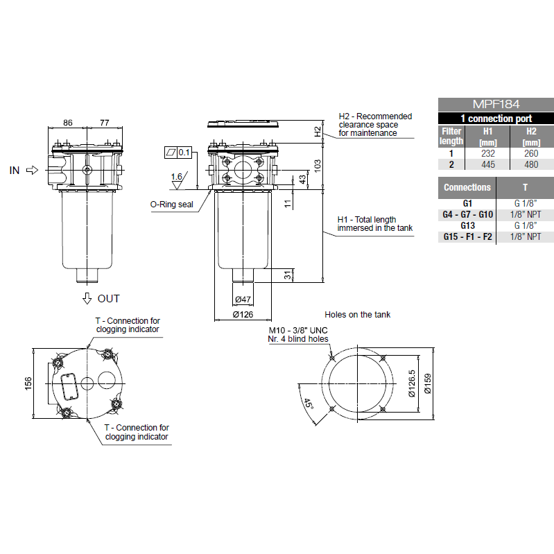Retourfilter MPF1842AF1P01 1 1/2
